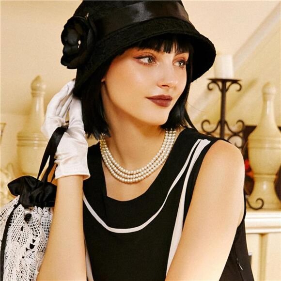 BABEYOND Round Imitation Pearl Choker Necklace Multi Strands Choker 20s Flapper - Picture 3 of 6